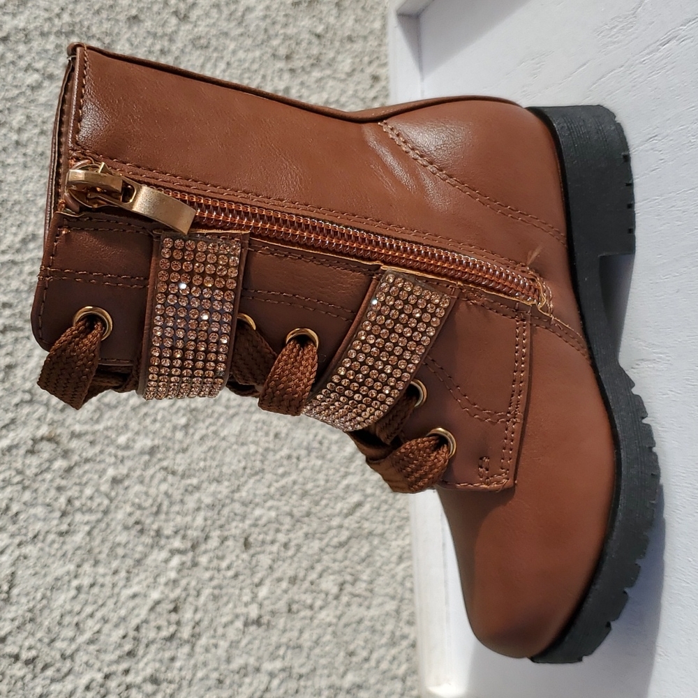 Moto Boots with Embroidery Rhinestones - Picture 3 of 4